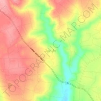 Gachoka topographic map, elevation, terrain