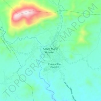 Santa María Huatulco topographic map, elevation, terrain