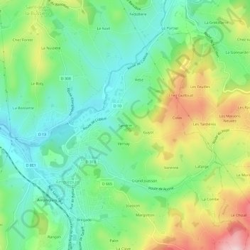 Sandrin topographic map, elevation, terrain