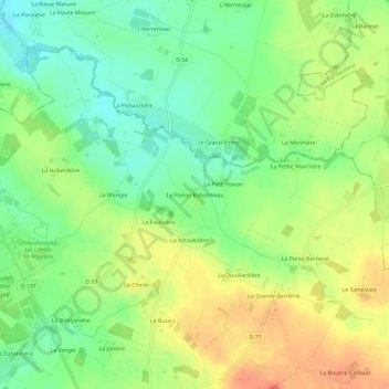 Le Poiron Babonneau topographic map, elevation, terrain