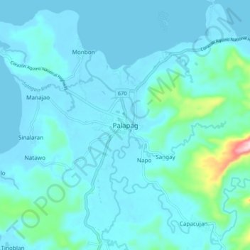 Palapag topographic map, elevation, terrain
