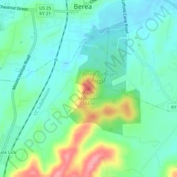 Welch Mountain topographic map, elevation, terrain