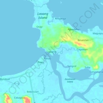 Laoang topographic map, elevation, terrain