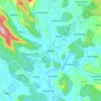 Valpoi topographic map, elevation, terrain