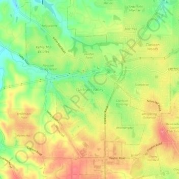Clarkson Valley topographic map, elevation, terrain