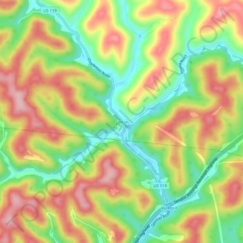 Cotton topographic map, elevation, terrain