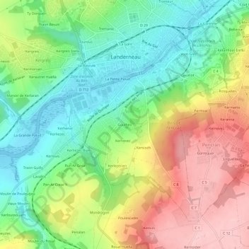 Goulheo topographic map, elevation, terrain