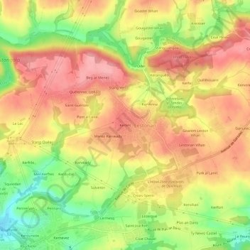 Kerliès topographic map, elevation, terrain