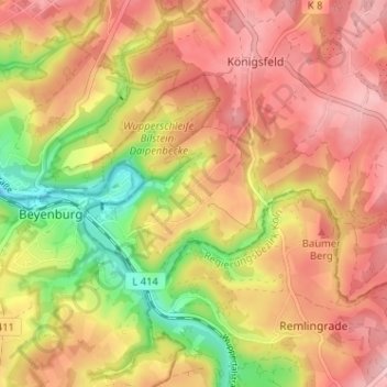 Hillringhausen topographic map, elevation, terrain