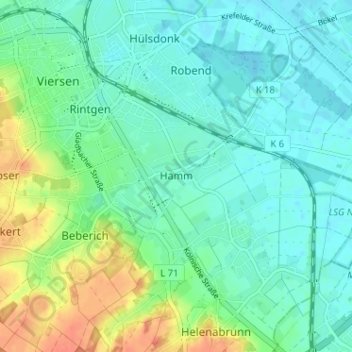Hamm topographic map, elevation, terrain