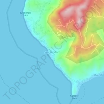 San Teodoro topographic map, elevation, terrain