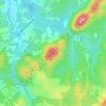 Ray Mountain topographic map, elevation, terrain