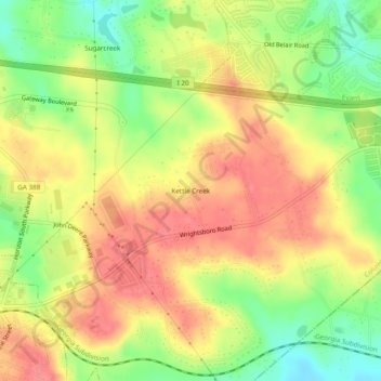 Kettle Creek topographic map, elevation, terrain