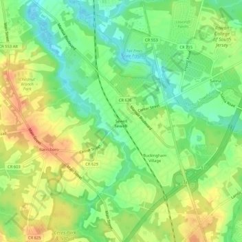 Sewell topographic map, elevation, terrain