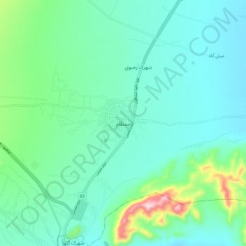 Bastam topographic map, elevation, terrain