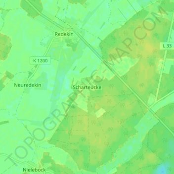 Scharteucke topographic map, elevation, terrain