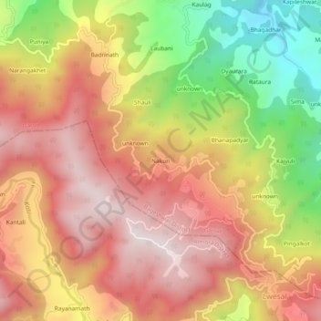 Nakuri topographic map, elevation, terrain