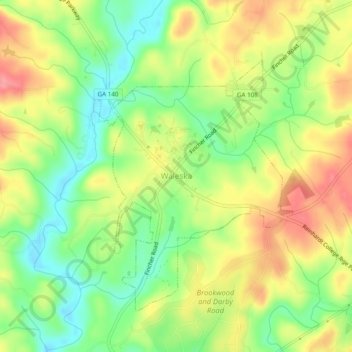 Waleska topographic map, elevation, terrain