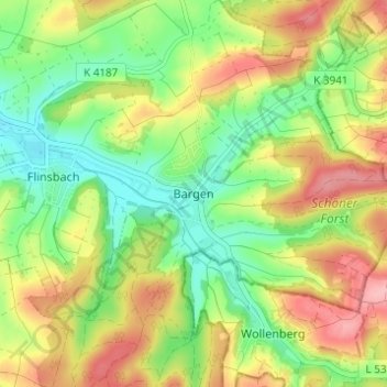 Bargen topographic map, elevation, terrain