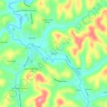 Cardale topographic map, elevation, terrain