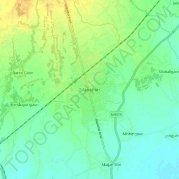 Silapathar topographic map, elevation, terrain
