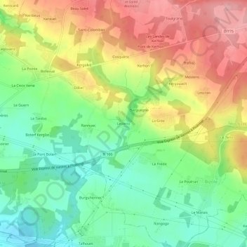 Lesteno topographic map, elevation, terrain
