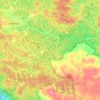 San Pedro topographic map, elevation, terrain