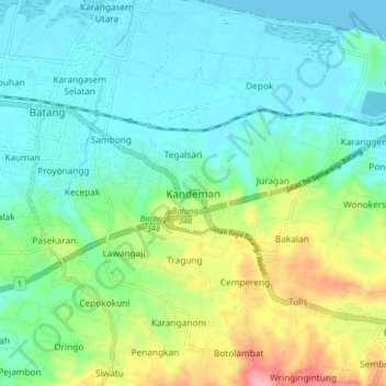 Kandeman topographic map, elevation, terrain