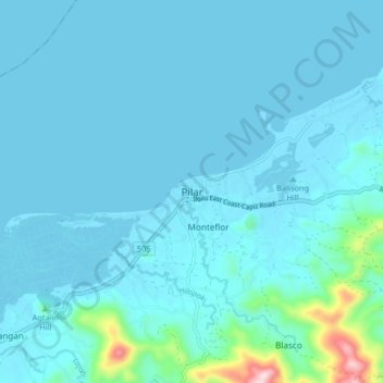 Pilar topographic map, elevation, terrain