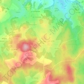 La Croix-Saint-Martial topographic map, elevation, terrain