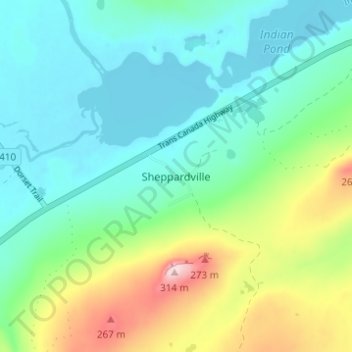 Sheppardville topographic map, elevation, terrain