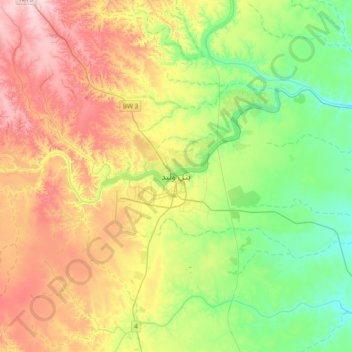 Bani Walid topographic map, elevation, terrain
