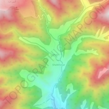 Oghaz topographic map, elevation, terrain