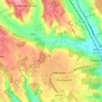 Hotley Bottom topographic map, elevation, terrain