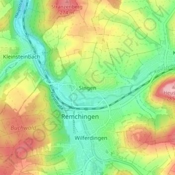 Singen topographic map, elevation, terrain