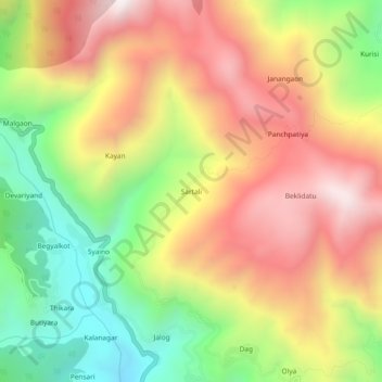 Sartali topographic map, elevation, terrain
