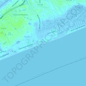 Cherry Grove Beach topographic map, elevation, terrain