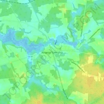Alloway topographic map, elevation, terrain