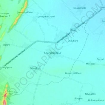 Shahjahanpur topographic map, elevation, terrain
