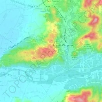 Drouva topographic map, elevation, terrain