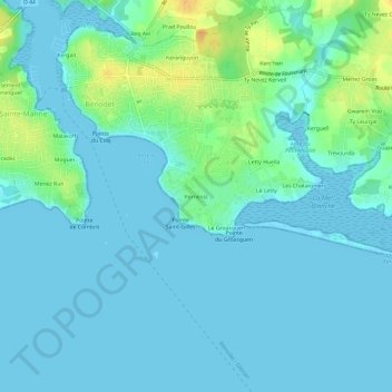Kernéost topographic map, elevation, terrain