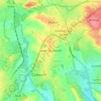 Upper Cudworth topographic map, elevation, terrain