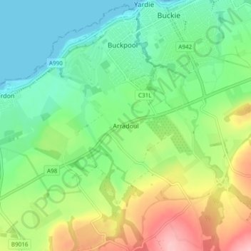Arradoul topographic map, elevation, terrain