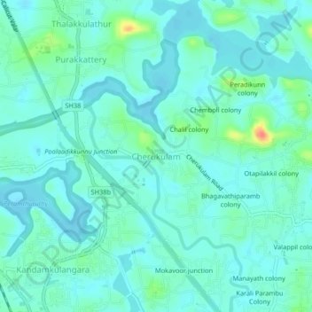 Cherukulam topographic map, elevation, terrain