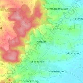 Ambach topographic map, elevation, terrain
