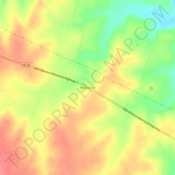Whiteway topographic map, elevation, terrain