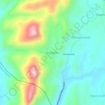 Ketawala topographic map, elevation, terrain