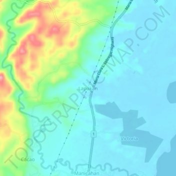 Lapakan topographic map, elevation, terrain
