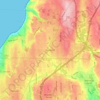 Lynnwood topographic map, elevation, terrain