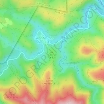 Four à Chaux topographic map, elevation, terrain